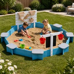 Durable Kids Wooden Sandpit for Outdoor Creativity