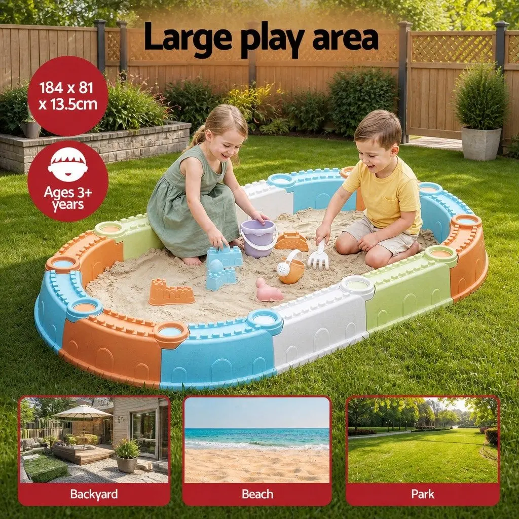 Kids Sandbox Set 9 Piece Outdoor Play Area Multicoloured