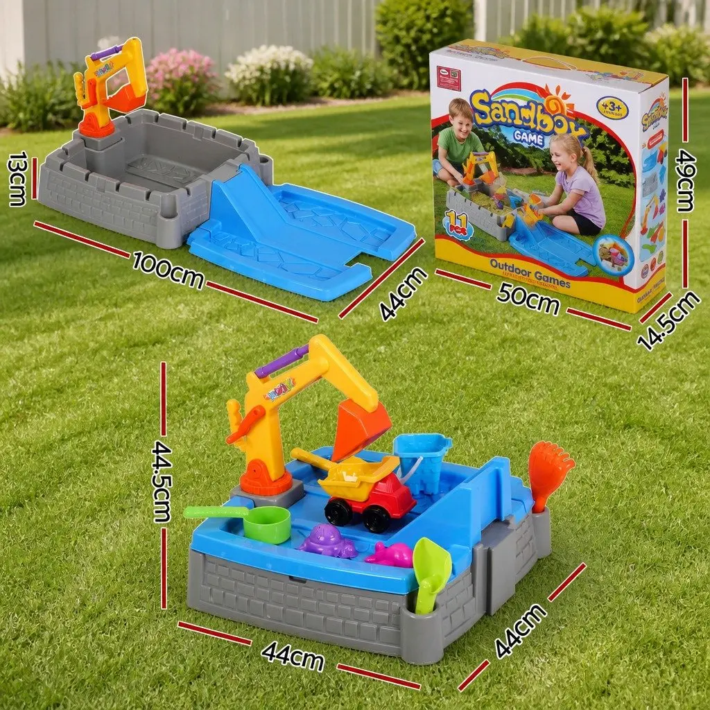 Kids Sandpit Water Table Excavator Digger 2-in-1 Extendable Sensory Play Toy Multicoloured 44 cm
