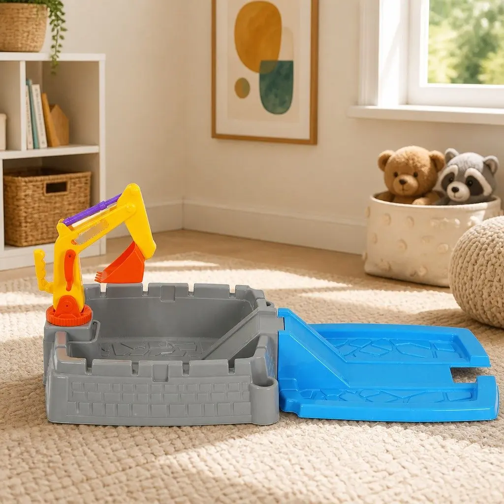Kids Sandpit Water Table Excavator Digger 2-in-1 Extendable Sensory Play Toy Multicoloured 44 cm