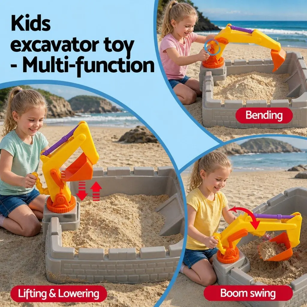 Kids Sandpit Water Table Excavator Digger 2-in-1 Extendable Sensory Play Toy Multicoloured 44 cm