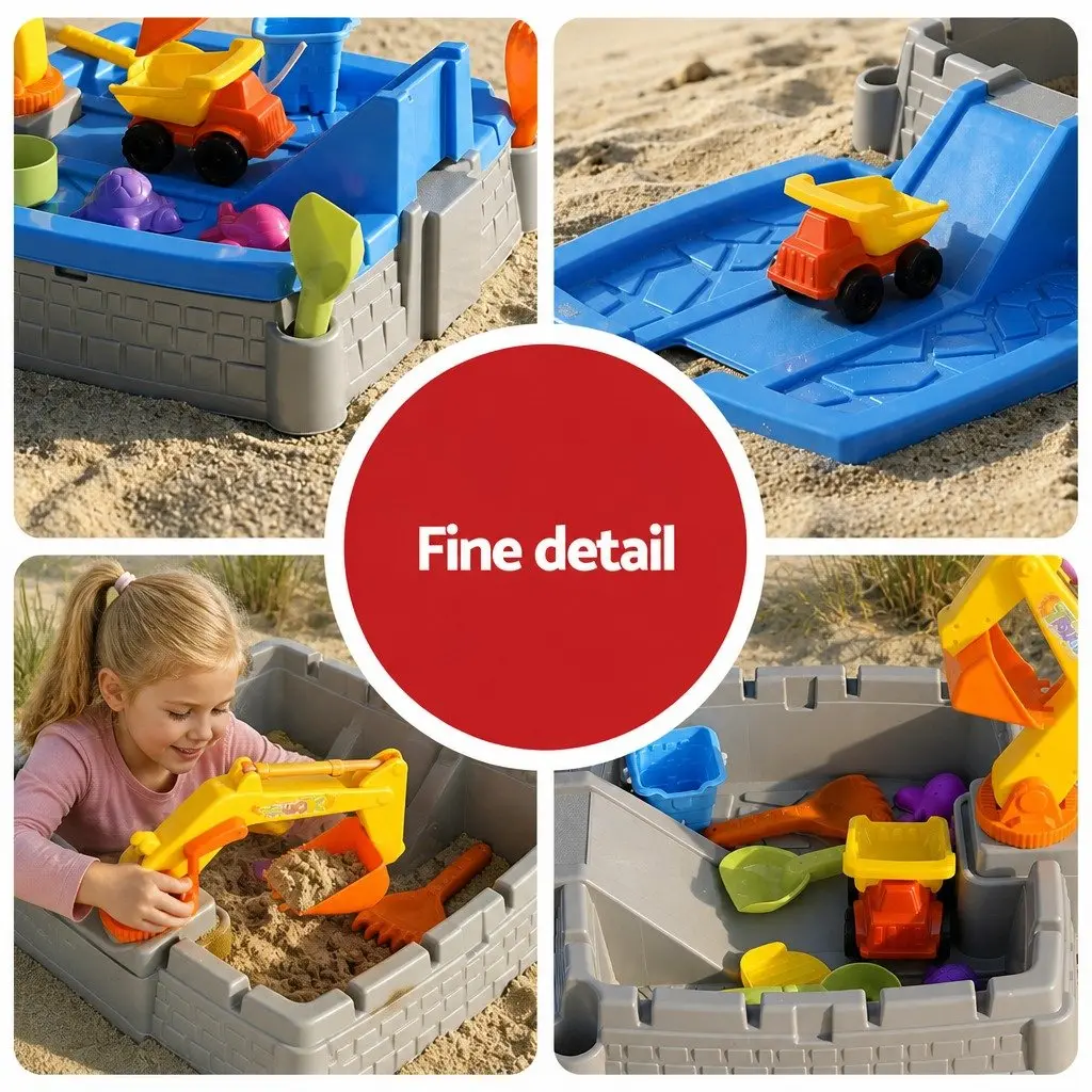 Kids Sandpit Water Table Excavator Digger 2-in-1 Extendable Sensory Play Toy Multicoloured 44 cm