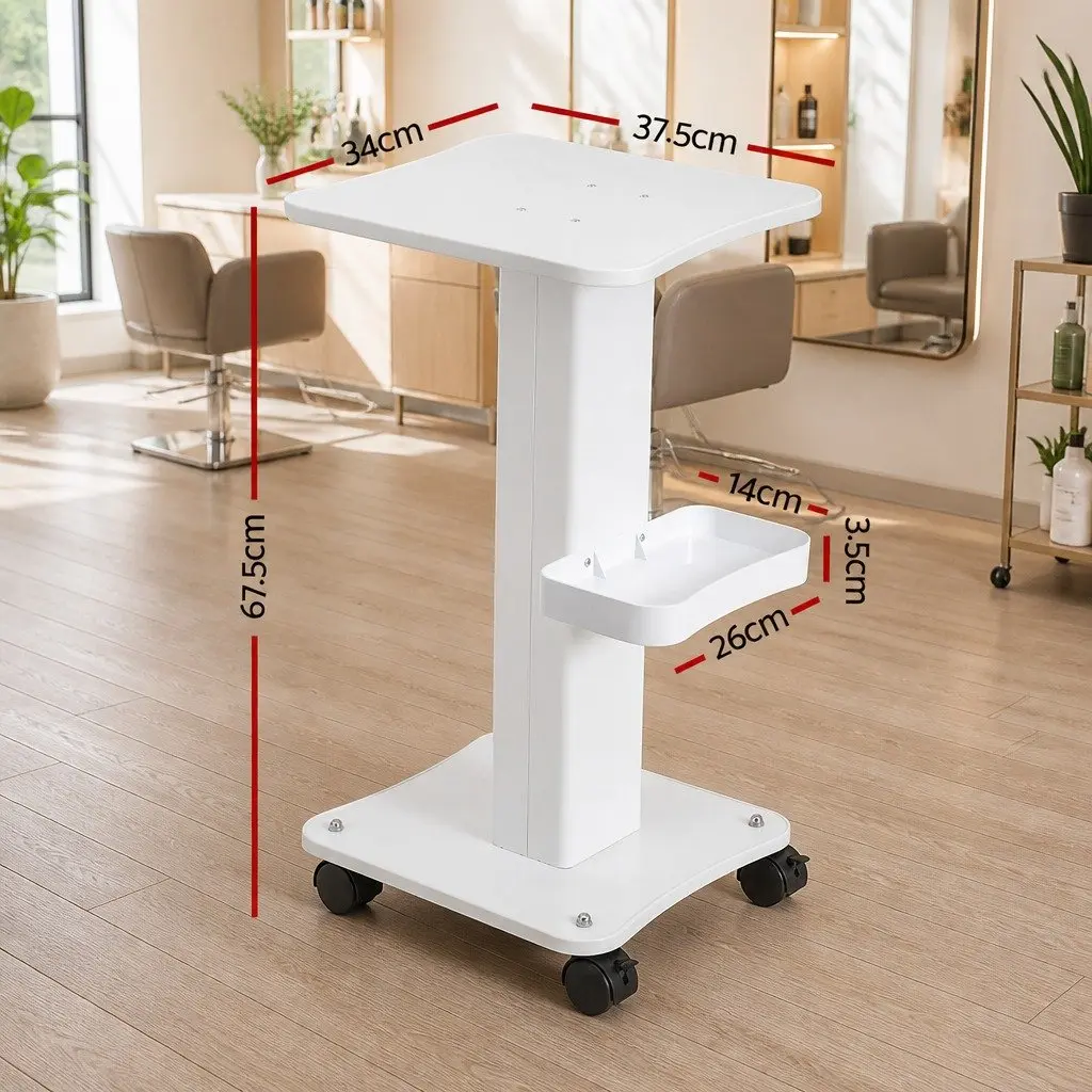 Salon Trolley Cart Rolling Storage Tray Hairdressing Equipment 37.5cm x 34cm x 67.5cm White