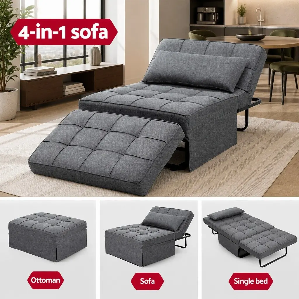 Grey Sofa Bed Lounge and Ottoman