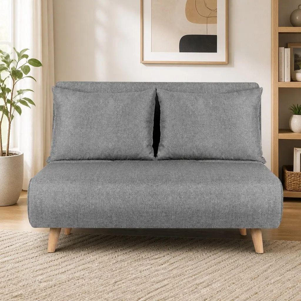 2 Seater Sofa Bed Convertible Folding Couch Recliner Lounge Chair Grey