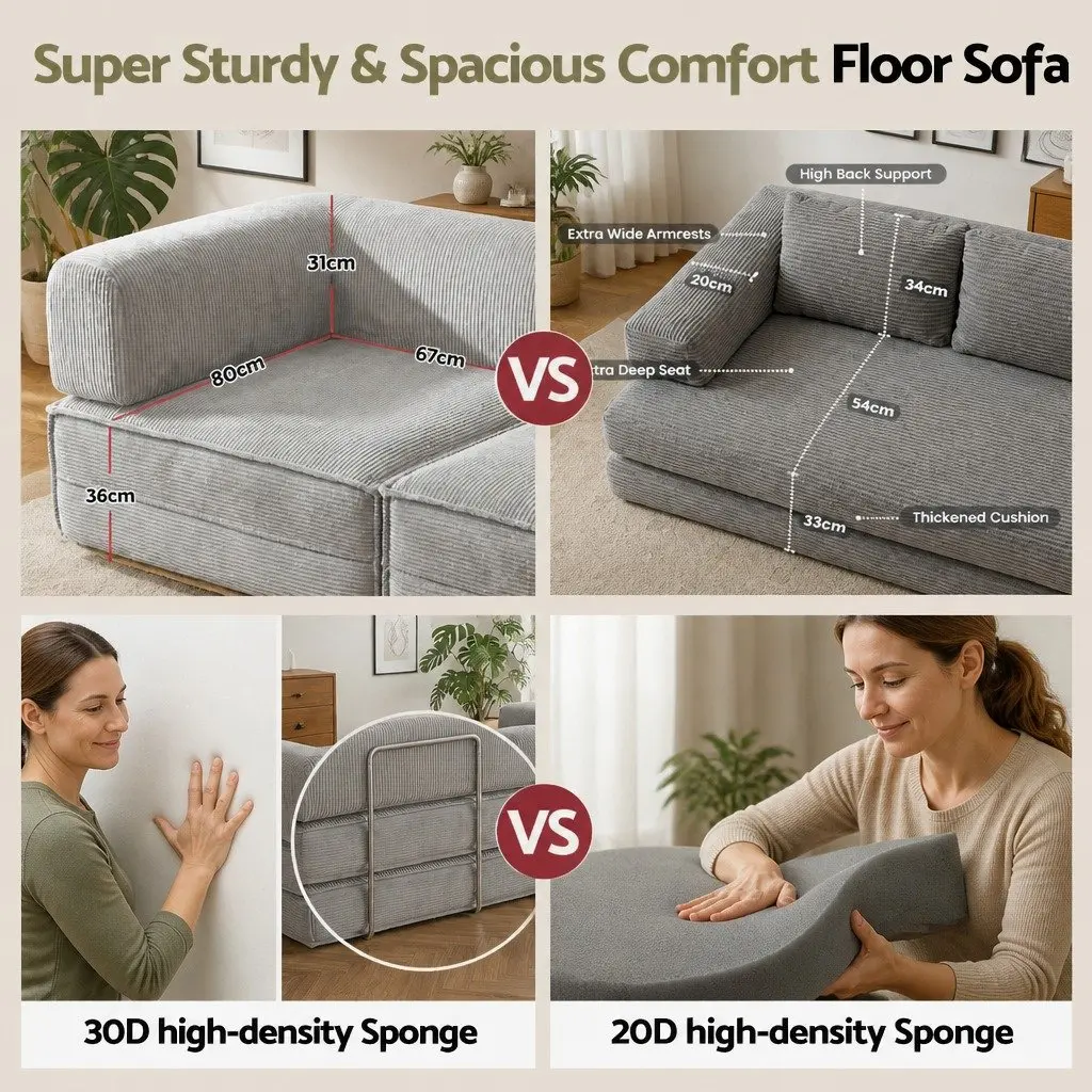 Convertible Sofa Bed Grey 2-Seater Sleeper Couch Steel Frame
