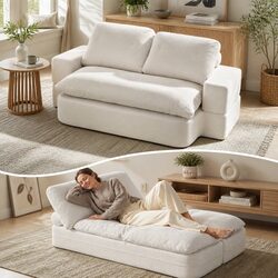Comfortable Convertible Sofa Bed - Beige Corduroy