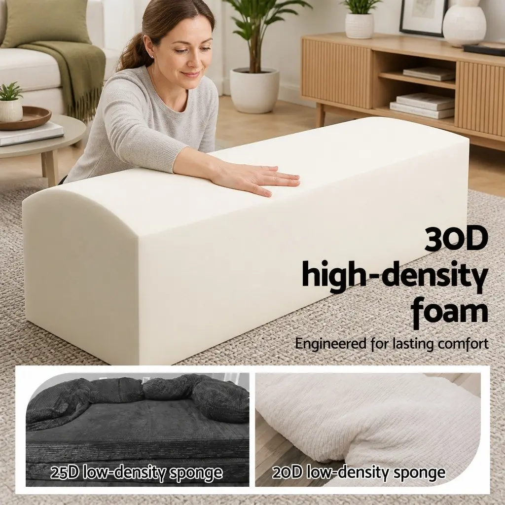 Convertible Folding Sofa Bed 30D High-Density Foam Grey Corduroy