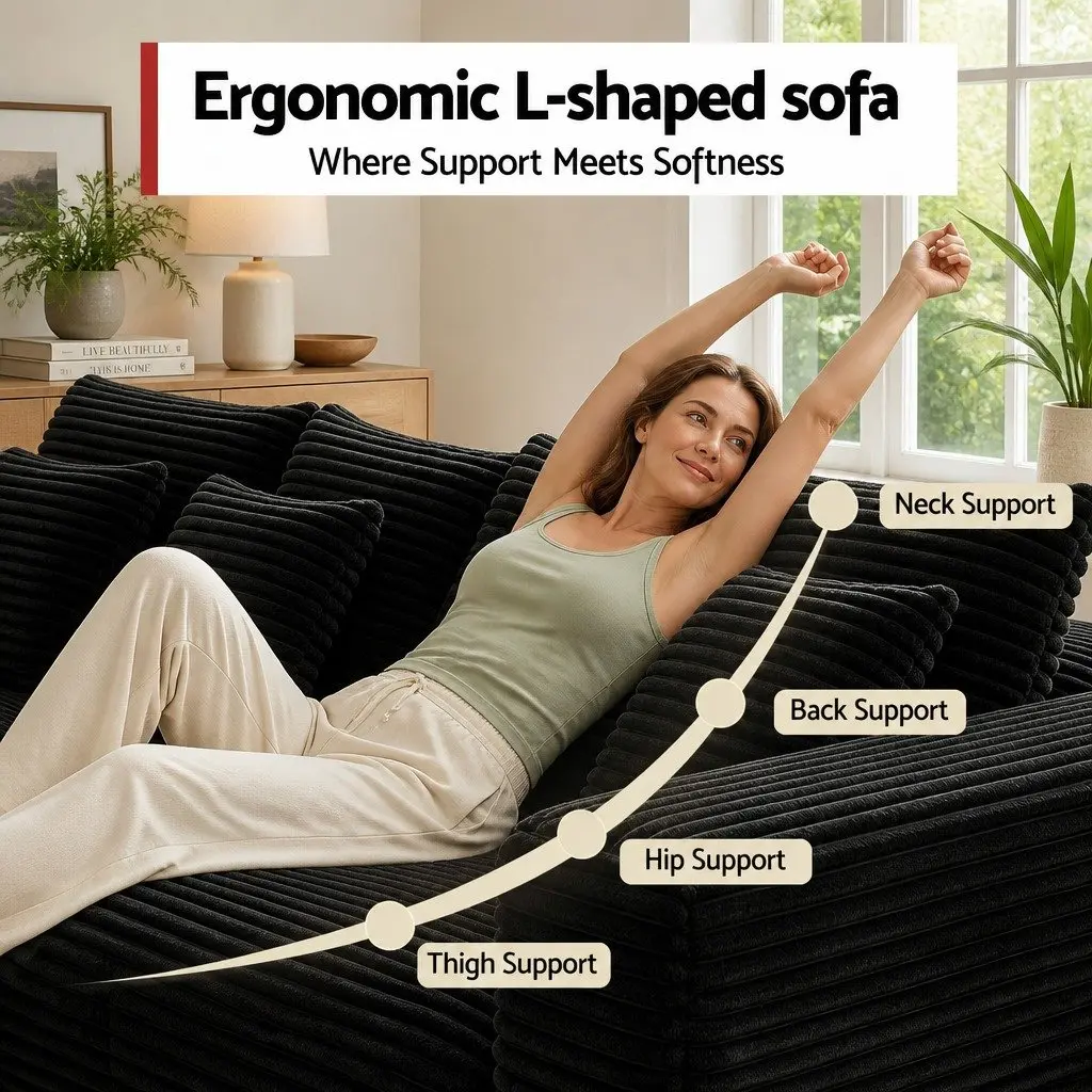Modular Sofa Bed Sectional Lounge Couch Yellow White 275cm L 174cm W 62cm H