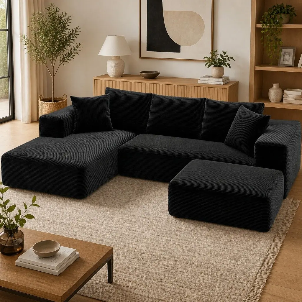 Modular Sofa Bed Sectional Lounge Couch Yellow White 275cm L 174cm W 62cm H