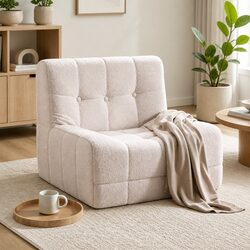 Single Boneless Floor Couch Modular Foam Sofa Small Space Living Room Lounge