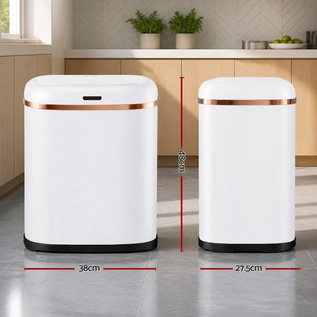 Automatic Bin Motion Sensor 38L Hands-Free Kitchen Rubbish Trash Can White