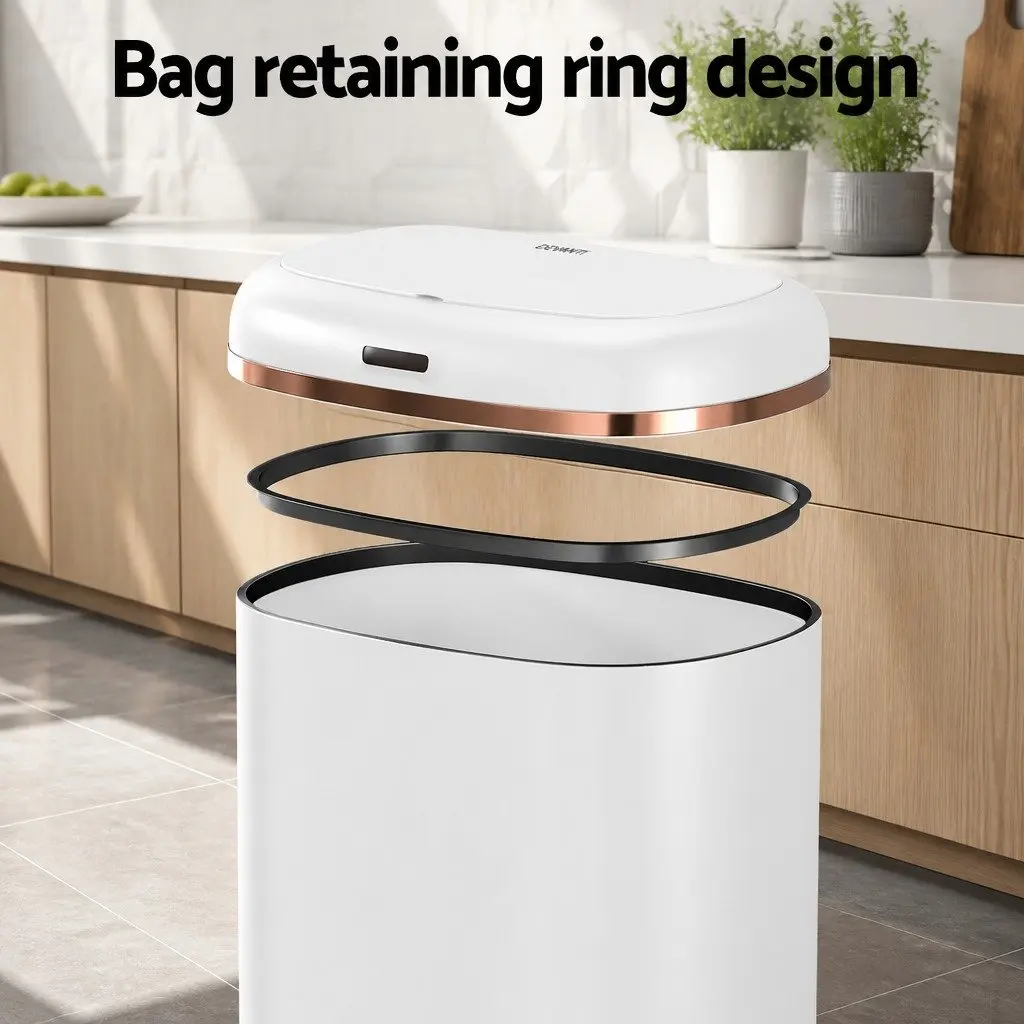 Automatic Bin Motion Sensor 38L Hands-Free Kitchen Rubbish Trash Can White