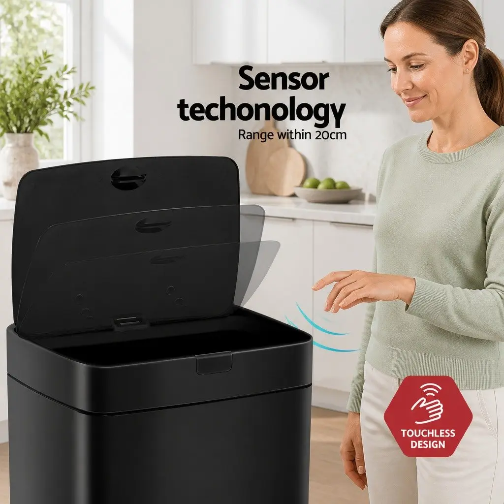 45L Motion Sensor Rubbish Bin with Soft-Close