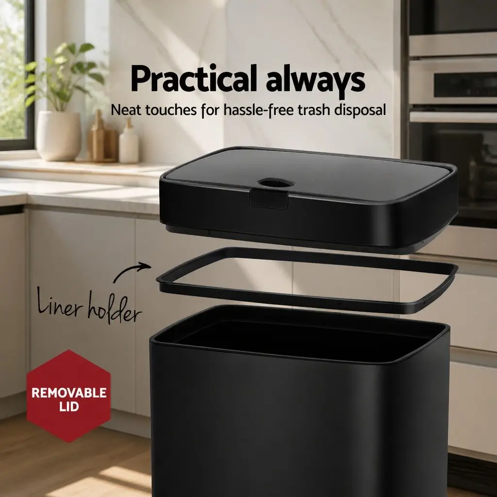 45L Motion Sensor Rubbish Bin with Soft-Close