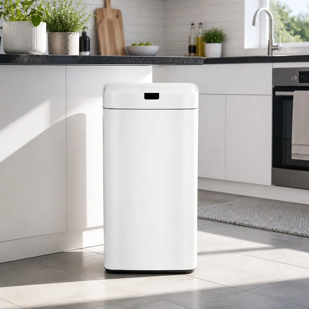 Automatic Bin Motion Sensor 45L Hands-Free Kitchen Waste White Steel