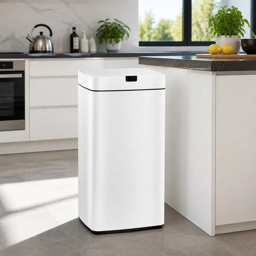 Automatic Bin Motion Sensor 45L Hands-Free Kitchen Waste White Steel