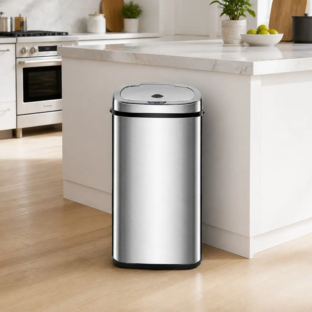Automatic Bin Motion Sensor Kitchen Waste Bin 50L Silver Stainless