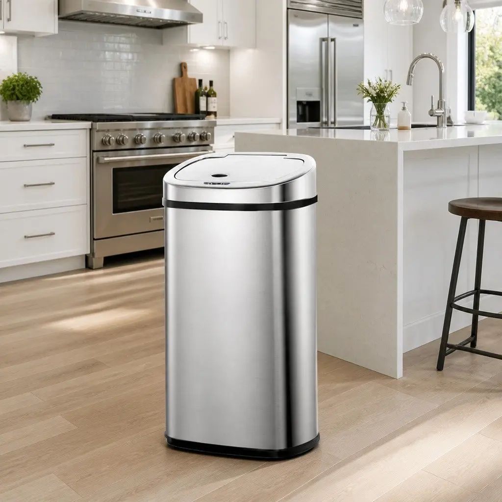 Automatic Bin Motion Sensor Kitchen Waste Bin 50L Silver Stainless