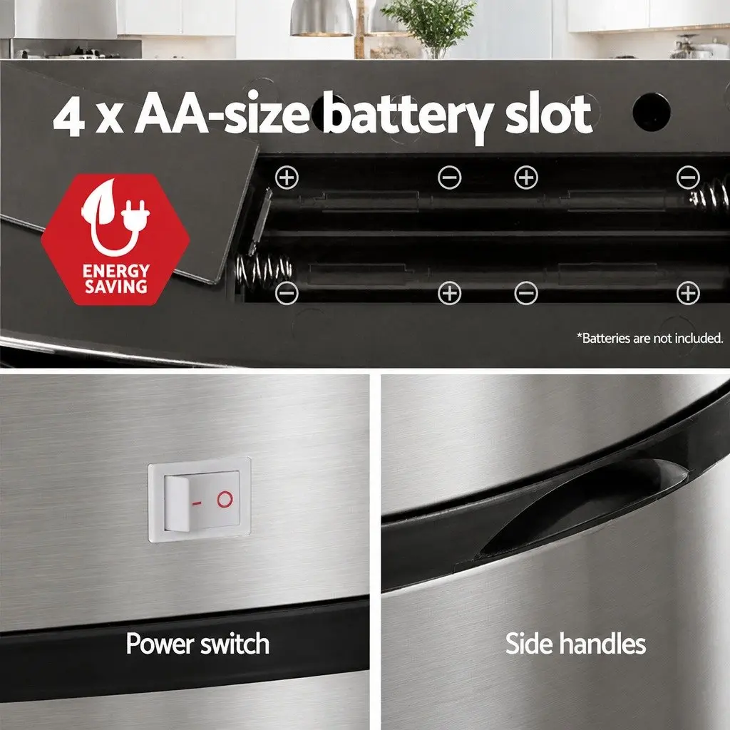 Automatic Bin Motion Sensor Kitchen Waste Bin 50L Silver Stainless