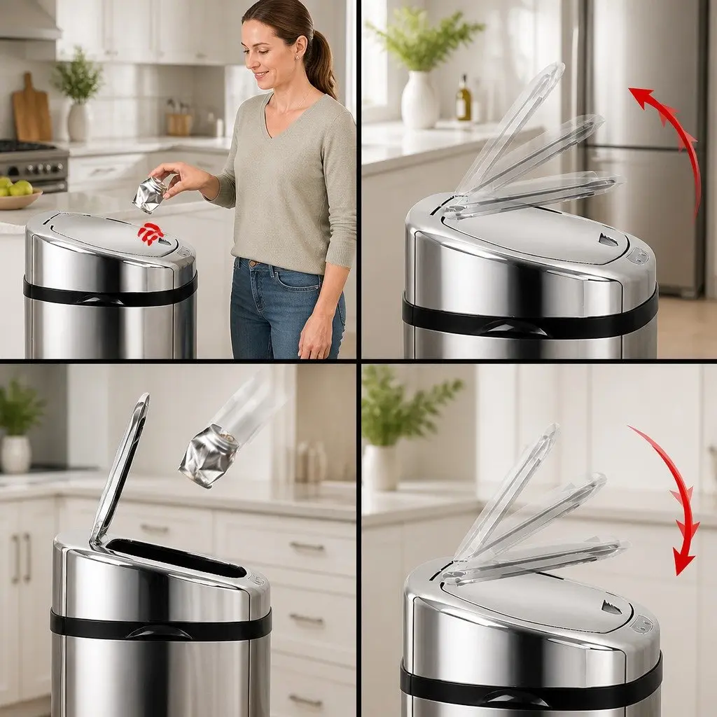 Automatic Bin Motion Sensor Kitchen Waste Bin 50L Silver Stainless