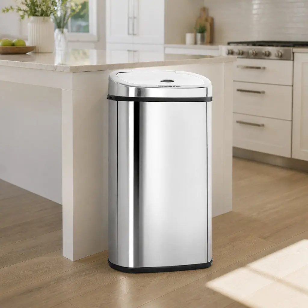 Automatic Bin Motion Sensor Kitchen Waste Bin 50L Silver Stainless