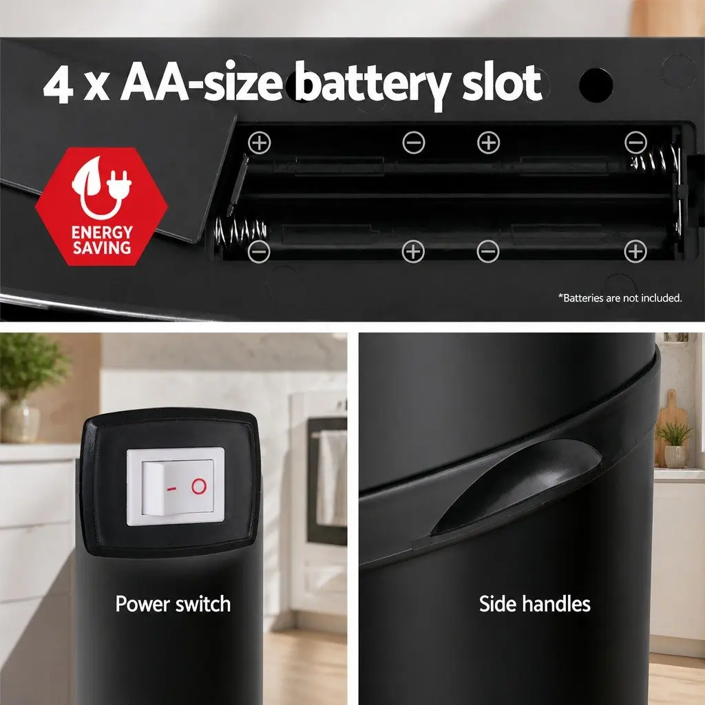 Automatic Rubbish Bin Motion Sensor 58L Hands-Free Kitchen Waste Black Steel