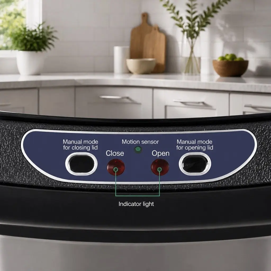 Automatic Rubbish Bin Motion Sensor 58L Hands-Free Kitchen Waste Black Steel