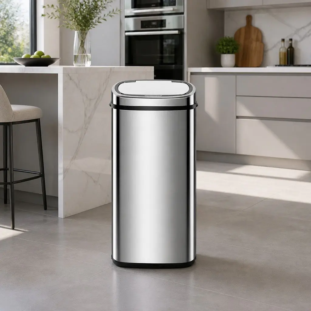 Automatic Rubbish Bin Motion Sensor 68L Kitchen Silver Trash Can