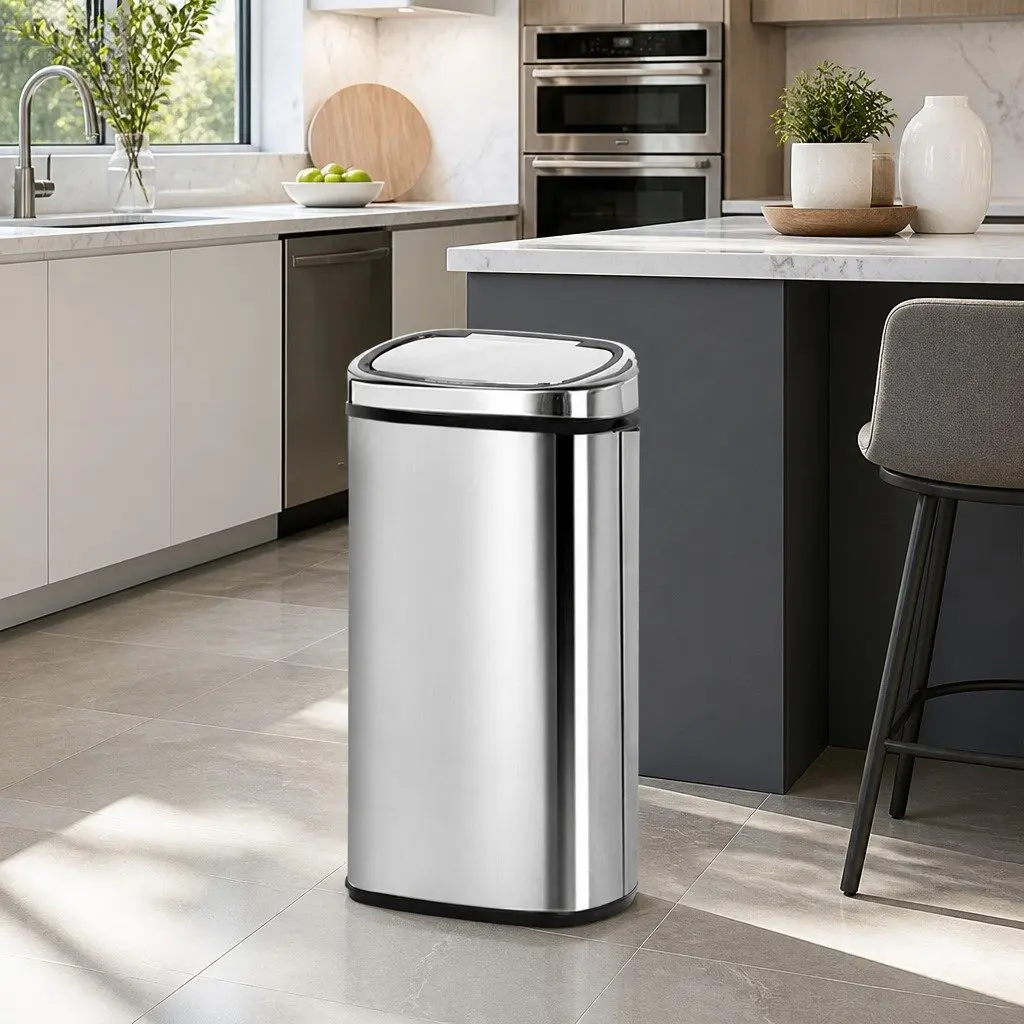 Automatic Rubbish Bin Motion Sensor 68L Kitchen Silver Trash Can