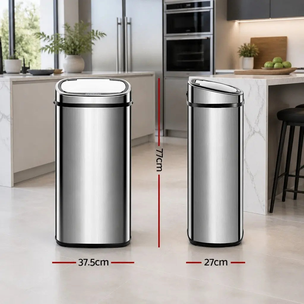 Automatic Rubbish Bin Motion Sensor 68L Kitchen Silver Trash Can