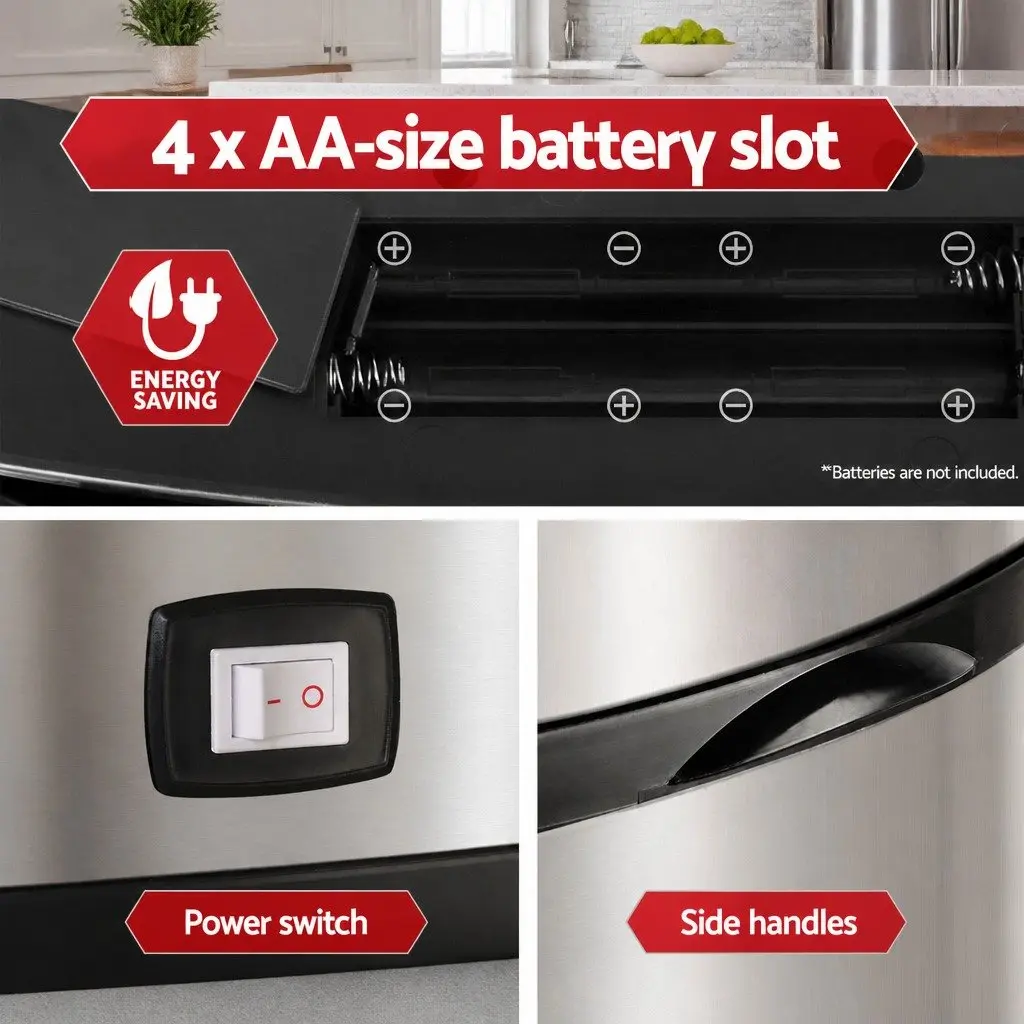 Automatic Rubbish Bin Motion Sensor 68L Kitchen Silver Trash Can