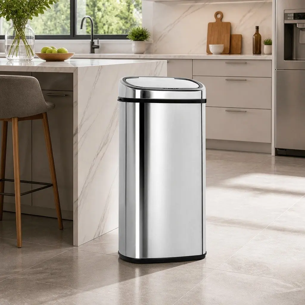 Automatic Rubbish Bin Motion Sensor 68L Kitchen Silver Trash Can
