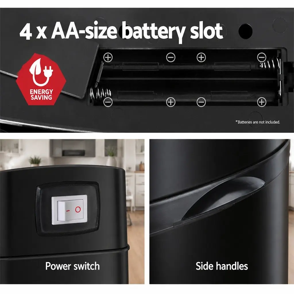 Automatic Kitchen Trash Can Hands-Free 68L Black Stainless Steel Motion Sensor Bin