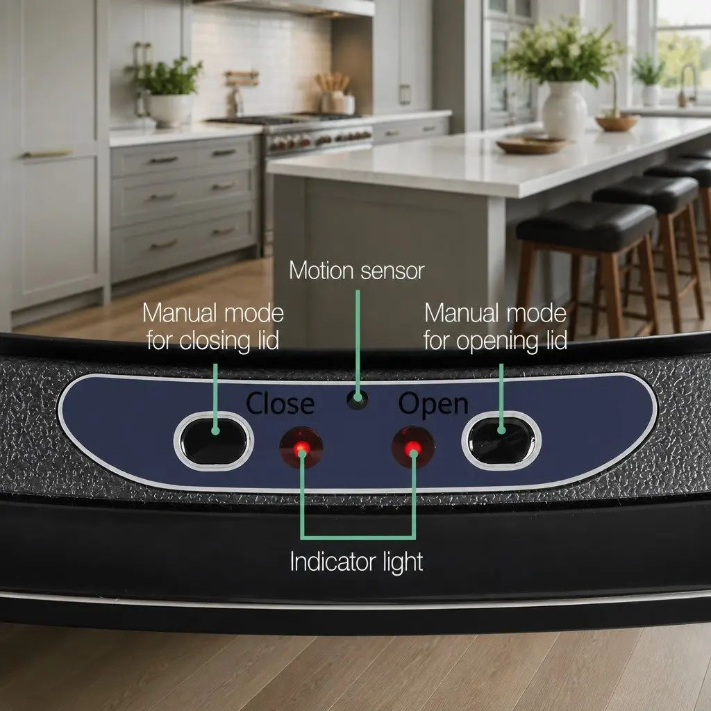 Automatic Kitchen Trash Can Hands-Free 68L Black Stainless Steel Motion Sensor Bin