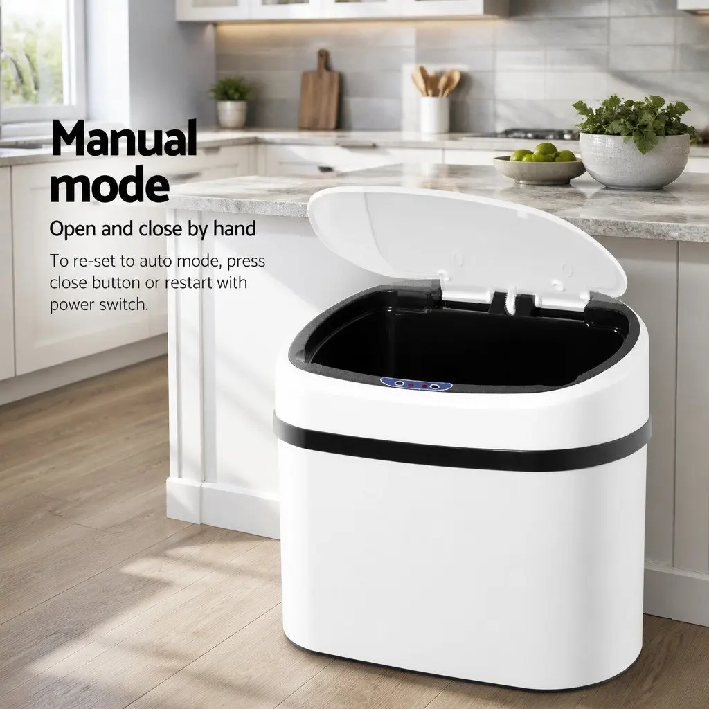 Automatic Rubbish Bin Motion Sensor 68L Kitchen Hands-Free White Steel