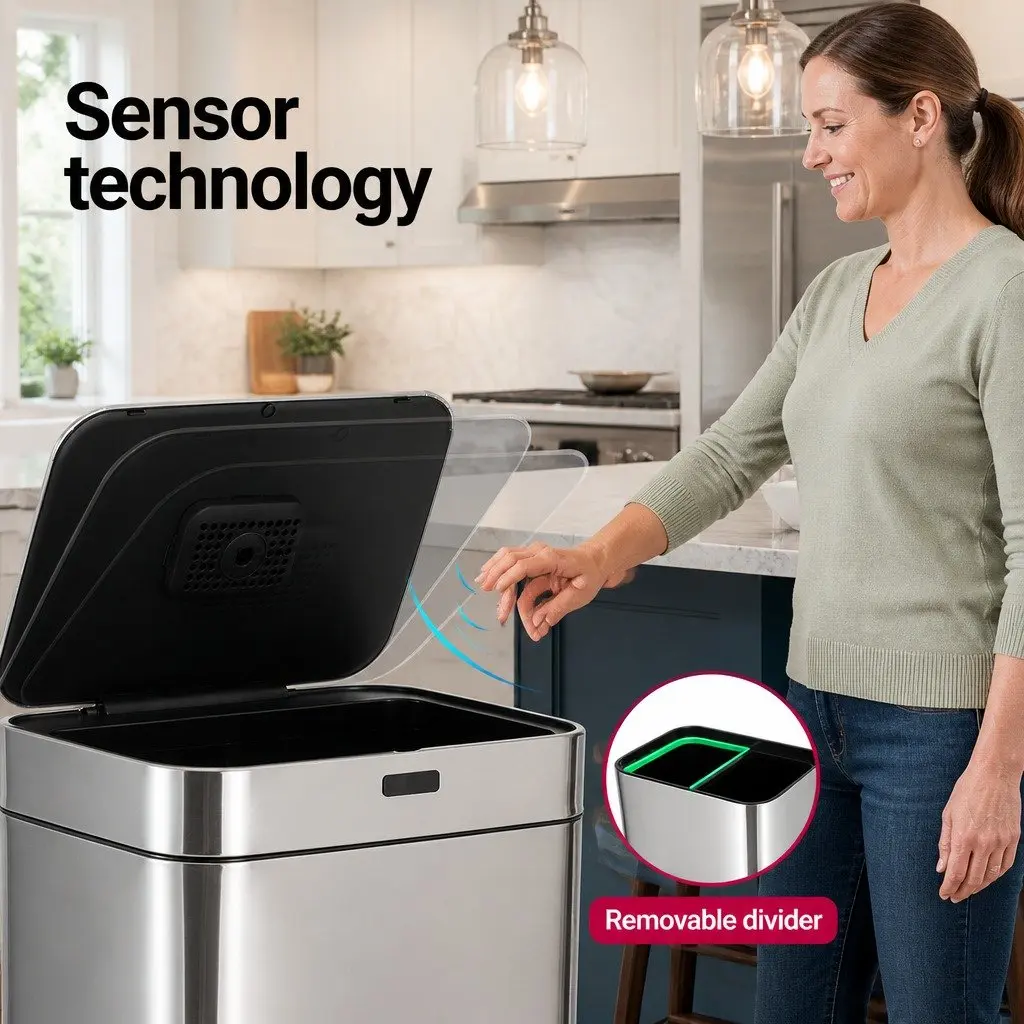 Automatic Recycling Bin Motion Sensor Pedal 70L Silver