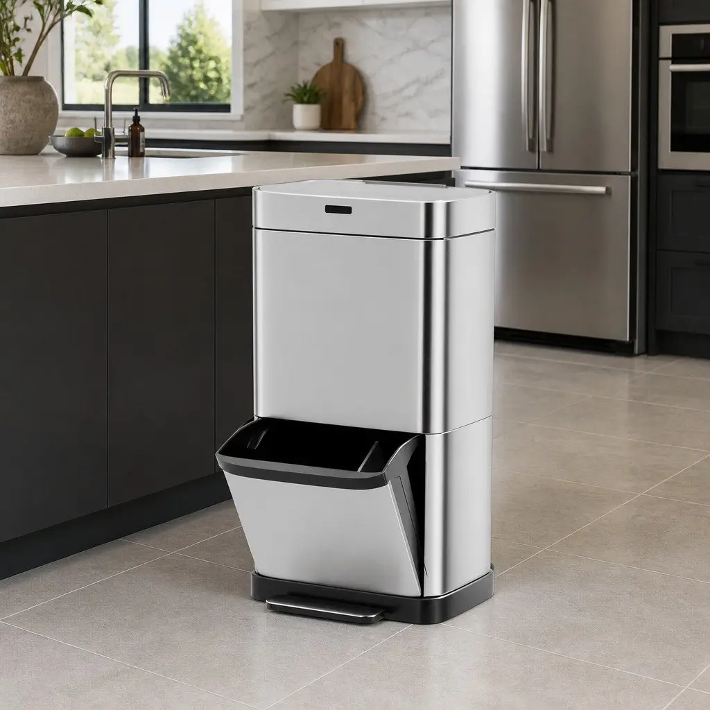 Automatic Recycling Bin Motion Sensor Pedal 70L Silver