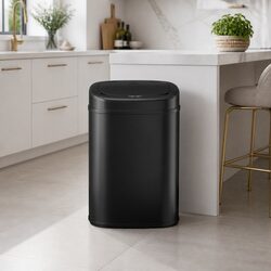 Motion Sensor Bin 82L Automatic Rubbish Hands-Free Kitchen Black Steel