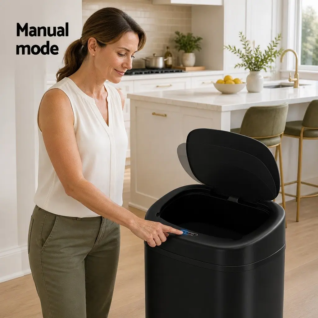 Automatic Bin Motion Sensor 82L Hands-Free Kitchen Black Steel