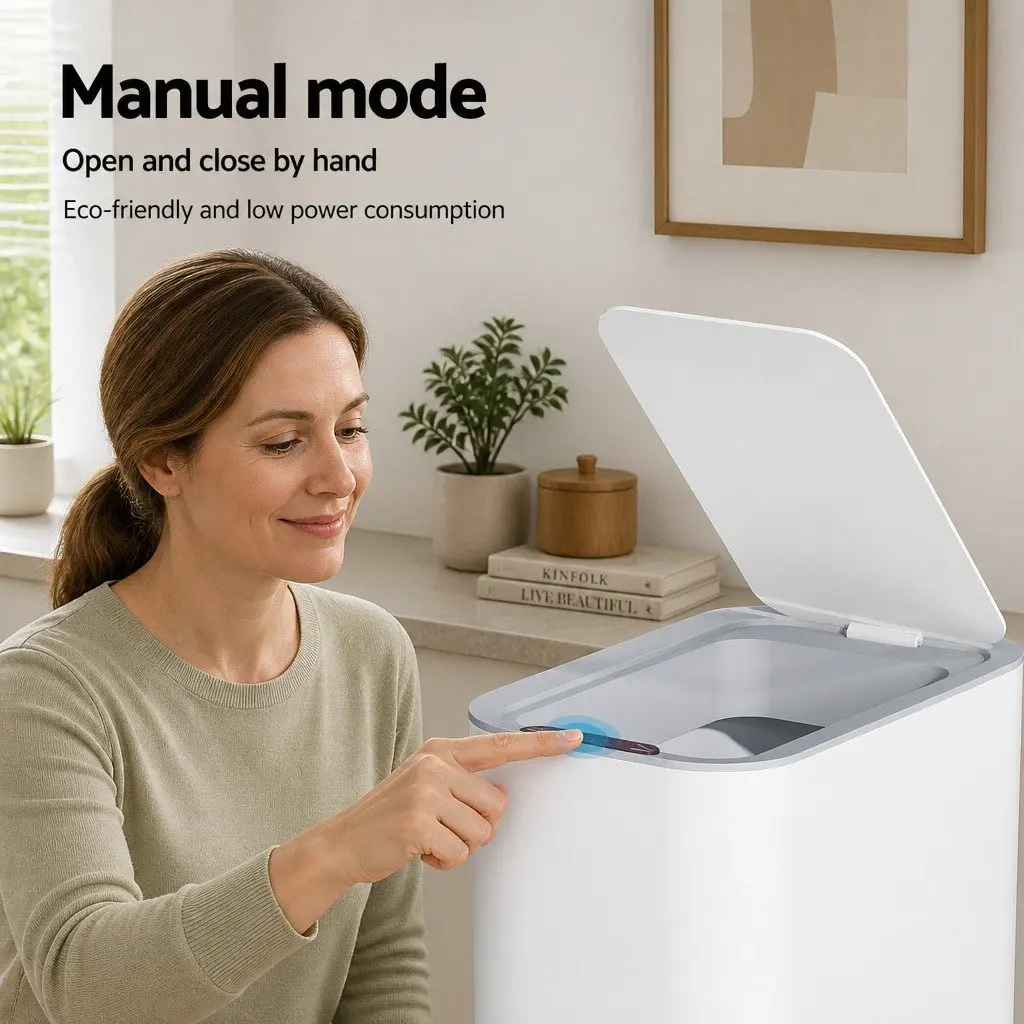 Automatic Rubbish Bin Hands-Free Kitchen Waste 9L White