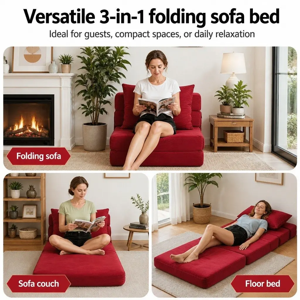 3-in-1 Sofa Bed with Washable Cover
