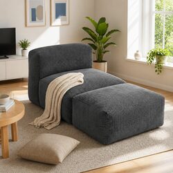 Warm and Practical Grey Foldable Bean Bag Sofa Bed