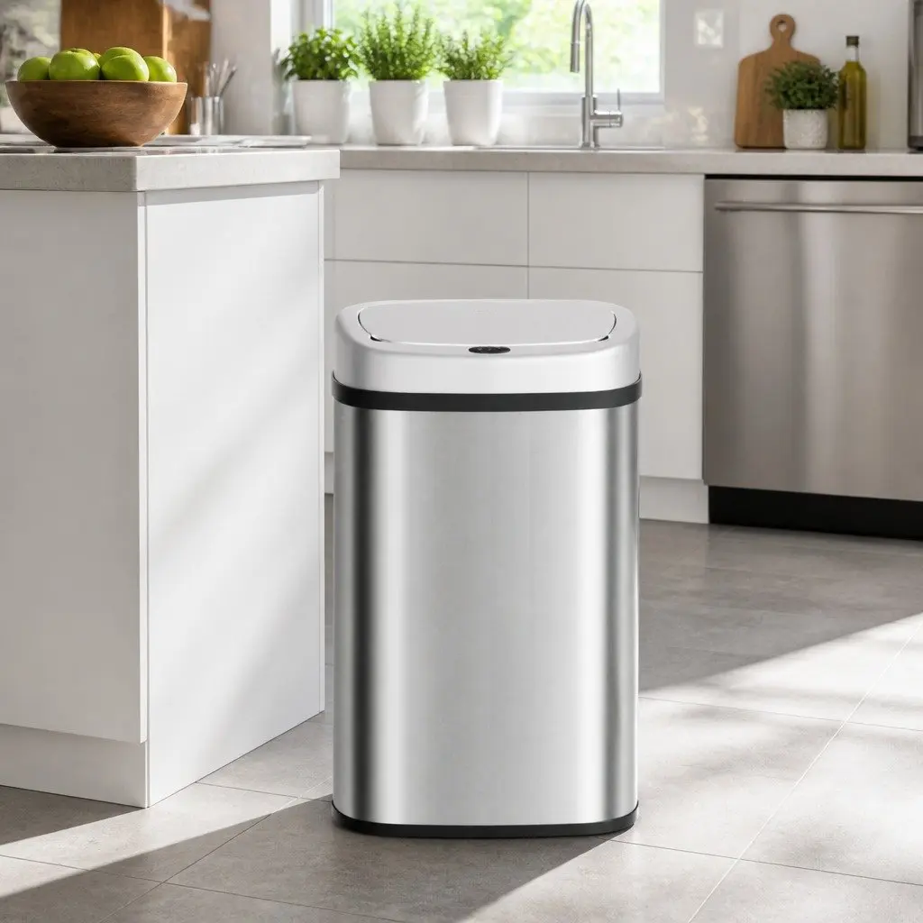 Automatic Motion Sensor Rubbish Bin Hands-Free 50L Silver