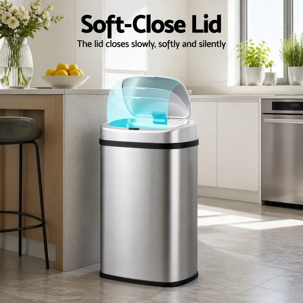 Automatic Motion Sensor Rubbish Bin Hands-Free 50L Silver