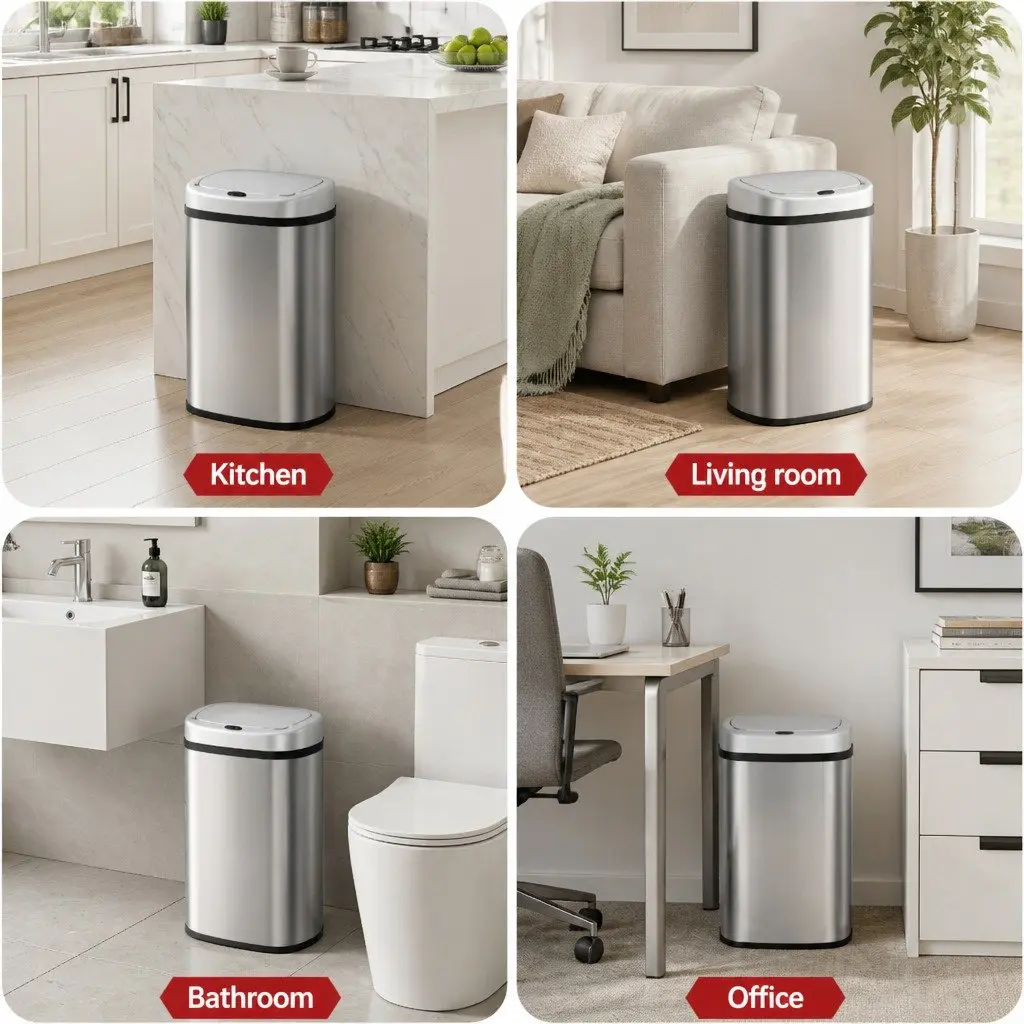 Automatic Motion Sensor Rubbish Bin Hands-Free 50L Silver