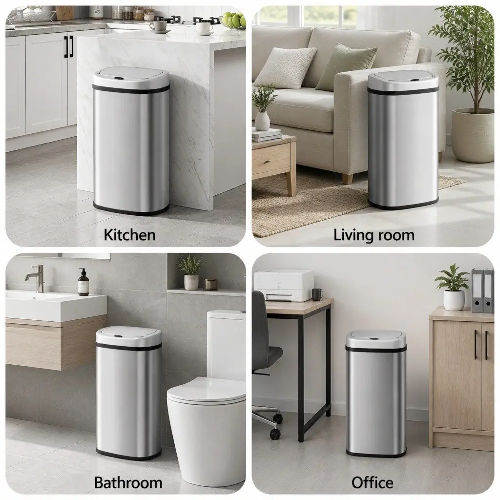 Automatic Rubbish Bin Motion Sensor 60L Hands-Free Kitchen Waste Silver