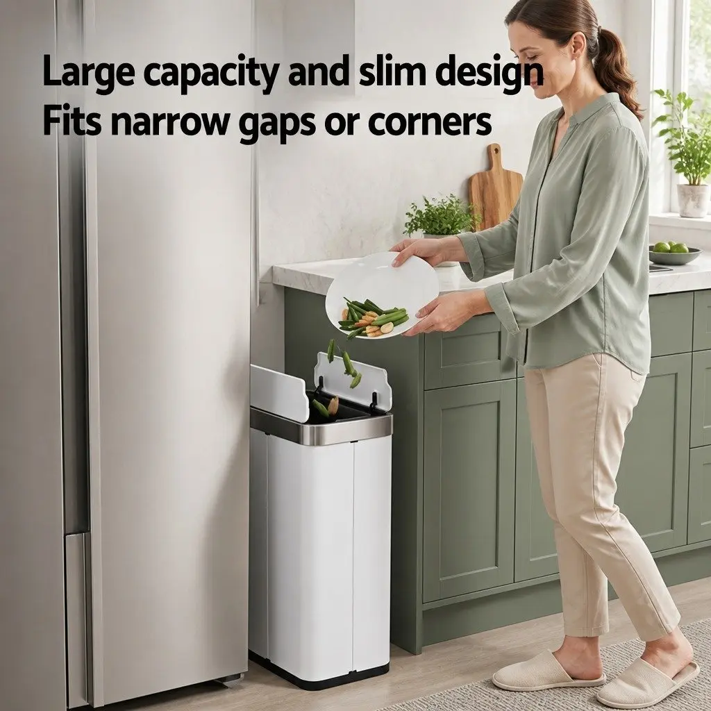 Automatic Sensor Rubbish Bin 70L Hands-Free Kitchen Waste Can White