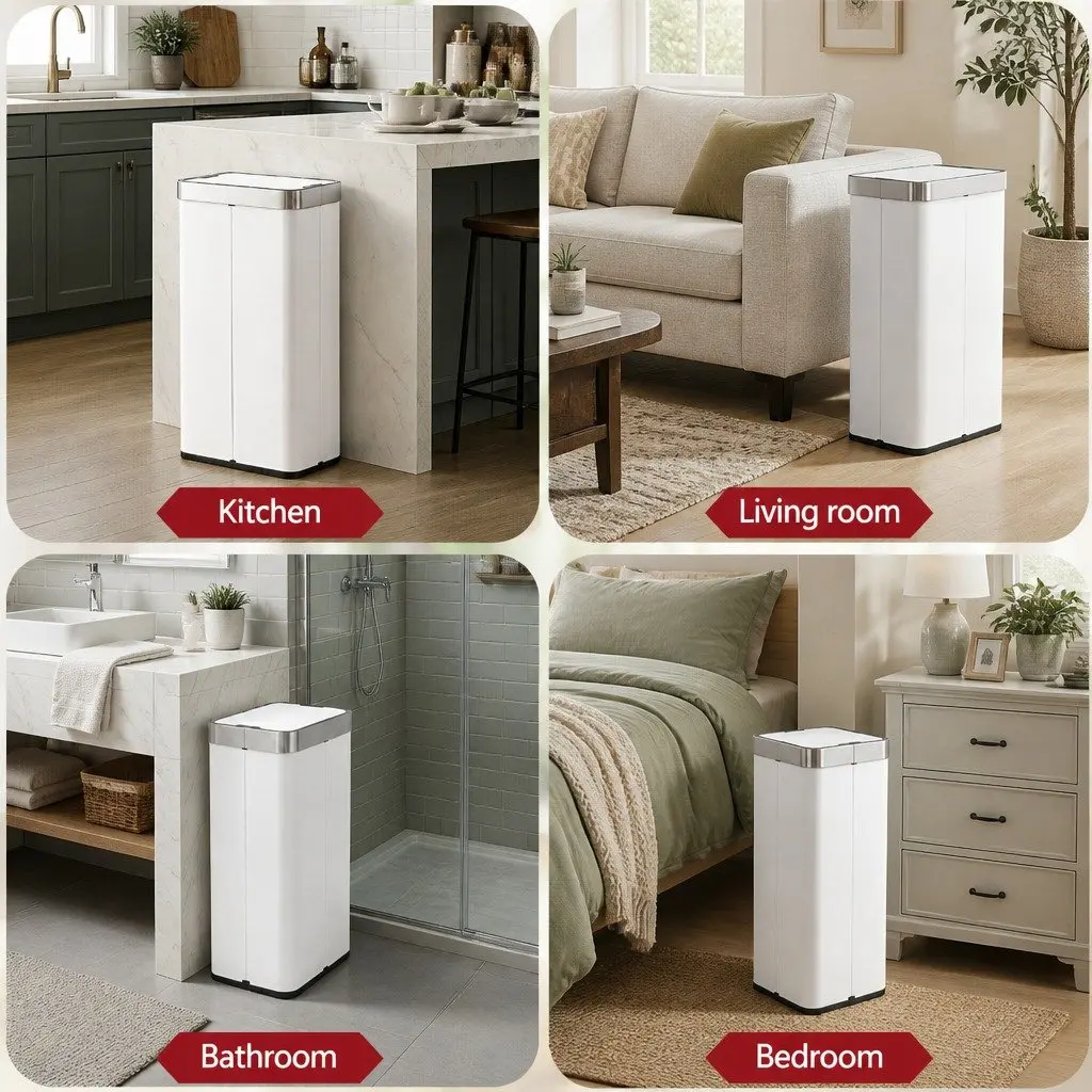 Automatic Sensor Rubbish Bin 70L Hands-Free Kitchen Waste Can White