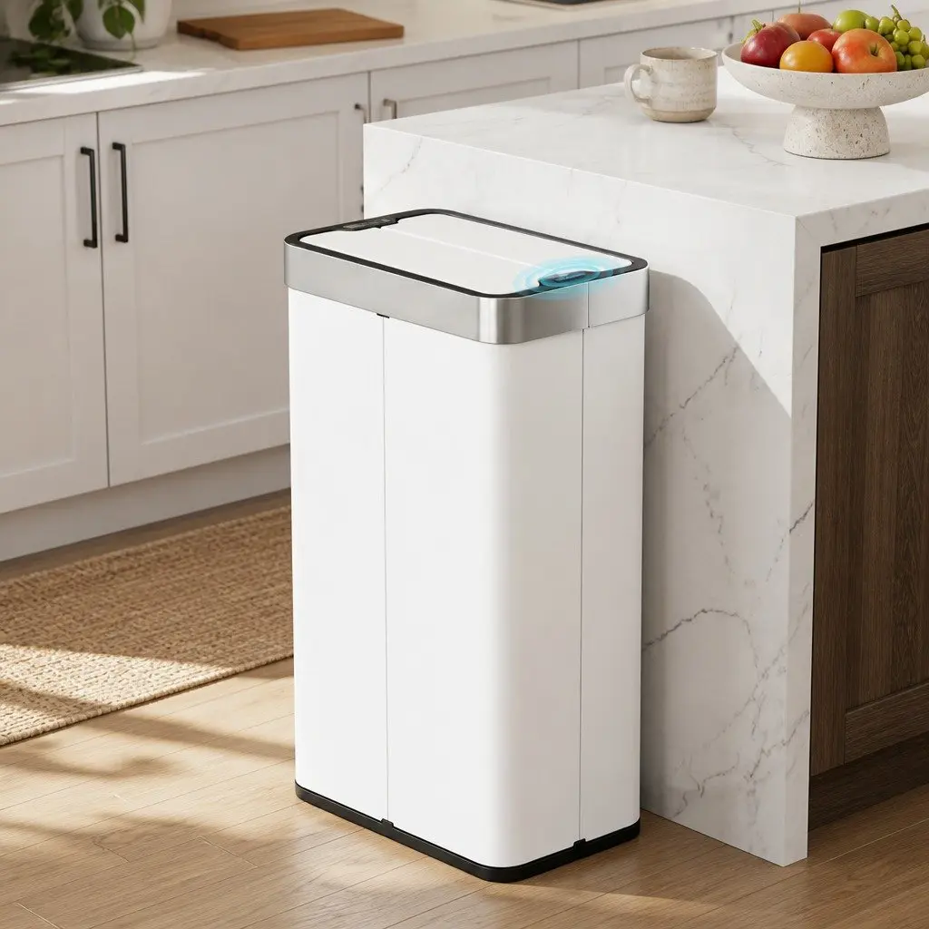 Automatic Sensor Rubbish Bin 70L Hands-Free Kitchen Waste Can White